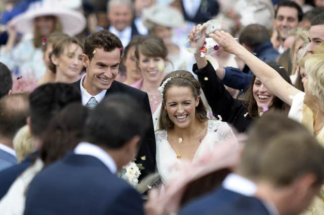 British tennis player Andy Murray and his new wife Kim Sears pictured at their wedding in 2015. (Getty Images)