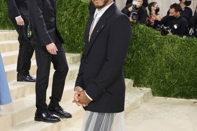 Lewis Hamilton at the 2021 Met Gala. (Photo by Mike Coppola/Getty Images)