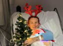 <p>Casey Singleton, 22, who suffered a her Christmas lunch table on Dec 25 (in hospital over Christmas). Picture: SWNS</p>