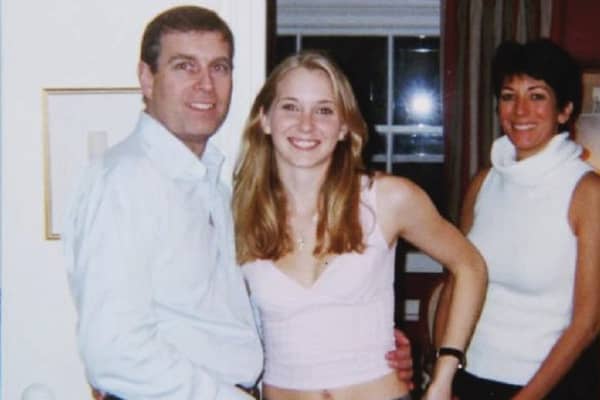Photo issued by the US Department of Justice (left-right) of the Duke of York, Virginia Giuffre, and Ghislaine Maxwell. 