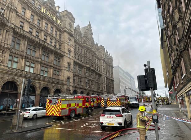 Firefighters tackle a blaze at the Jenners building in Edinburgh (Photo: PA)