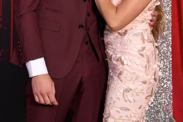 Owen Warner (L) and Stephanie Davis attend the British Soap Awards at The Lowry Theatre on June 01, 2019 in Manchester, England. (Photo by Ian Gavan/Getty Images)