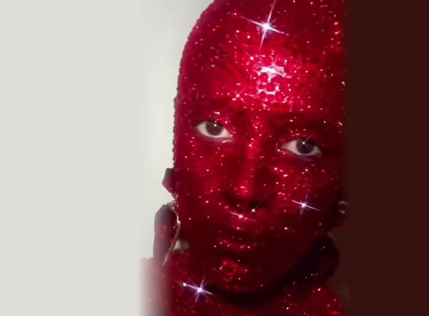 <p>Musician Doja Cat attended the 2023 Schiaparelli Paris Fashion Week show covered in more than 30,000 red Swarovski crystals. Photo by Instagram/patmcgrathreal</p>