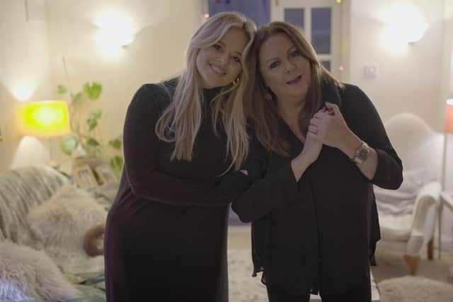 Emily Atack with her mum Kate Robbins. Credit: BBC/Little Gem Productions