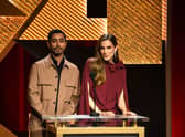 Riz Ahmed and Allison Williams announce the nominees for the the 95th Academy Awards (AFP via Getty Images)
