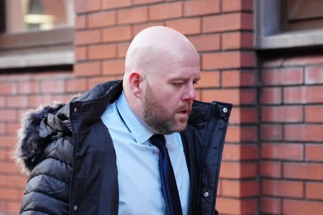 John Woodliff, co-defendant of former MP Jared O’Mara arrives at Leeds Crown Court. O’Mara is charged alongside two others, his former aide Gareth Arnold and John Woodliff. O’Mara, who represented the constituency of Sheffield Hallam from 2017 to 2019, has pleaded not guilty to eight charges of fraud. Credit: PA