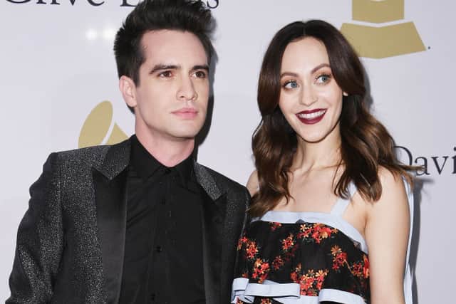 Recording artist Brendon Urie (L) and Sarah Orzechowski attend Pre-GRAMMY Gala and Salute to Industry Icons Honoring Debra Lee at  The Beverly Hilton on February 11, 2017 in Los Angeles, California.  (Photo by Kevork Djansezian/Getty Images)