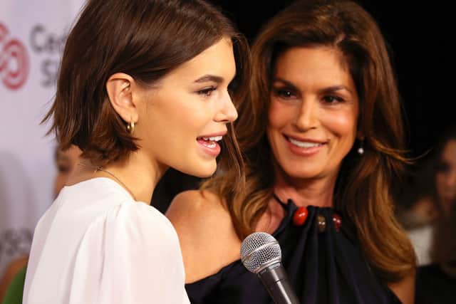 Kaia Gerber (L) and Cindy Crawford attend the Women's Guild Cedars-Sinai annual luncheon at the Regent Beverly Wilshire Hotel on November 06, 2019 in Beverly Hills, California. (Photo by David Livingston/Getty Images)