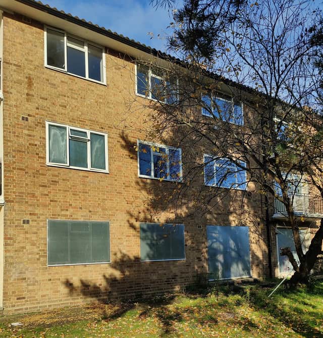 The first floor flat in Woking, Surrey where Laura Winham was found (Photo: PA)