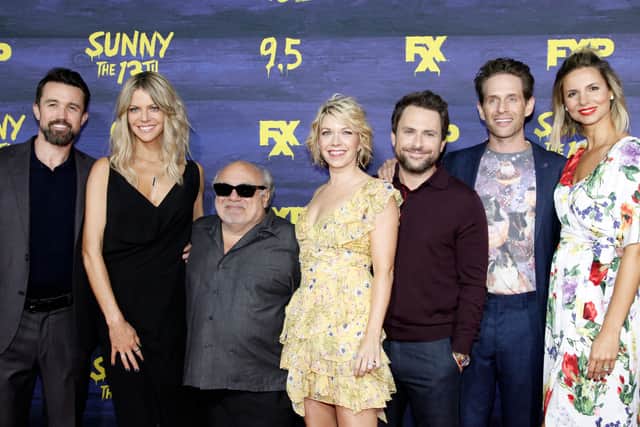 Rob McElhenney, Kaitlin Olson, Danny DeVito, Mary Elizabeth Ellis, Charlie Day, Glenn Howerton and Jill Latiano attend the premiere of FXX’s ‘It’s Always Sunny In Philadelphia’ season 13 at Regency Bruin Theatre on September 4, 2018 in Los Angeles, California. Credit: Getty Images