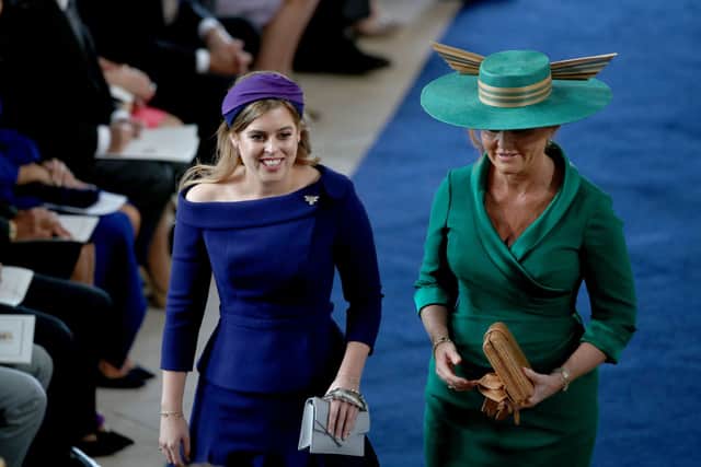 Sarah Ferguson with her oldest daughter Princess Beatrice at Princess Eugenie's wedding. (Photo by Yui Mok - WPA Pool/Getty Images)