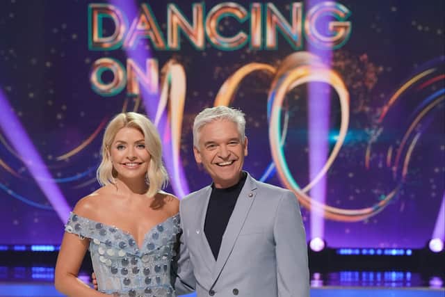 Holly Willoughby and Phillip Schofield during a photo call for Dancing On Ice 2023 at the ITV Studios, Bovingdon Airfield, in Hemel Hempstead. Credit: PA