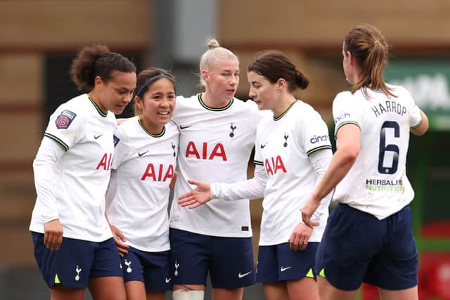 Mana Iwabuchi (centre-left) and Beth England (c) have joined Spurs this transfer season
