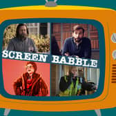 The orange Screen Babble television, featuring images from The Last of Us, Criminal: UK, Nolly, and Happy Valley (Credit: NationalWorld Graphics)