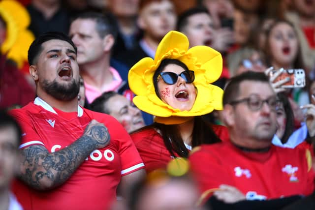 Wales supporters singing in the stadium at the 2022 Six Nations 