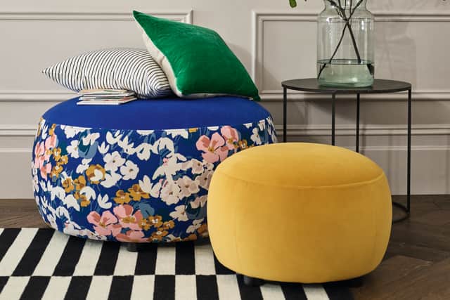 Choose for this footstool if you want to ease yourself into the   maximalism trend. 