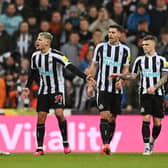 Bruno Guimaraes of Newcastle United was sent off in the Carabao Cup final. (Getty Images)