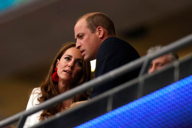 Kate made a statement with her red earrings. (Photo by John Sibley - Pool/Getty Images)