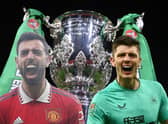 Newcastle face Man United in Carabao Cup final. (Graphic by Mark Hall)