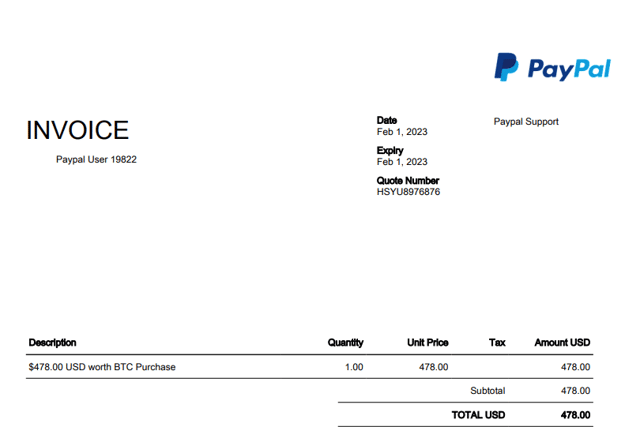 The PayPal fake invoice received by a NationalWorld journalist.