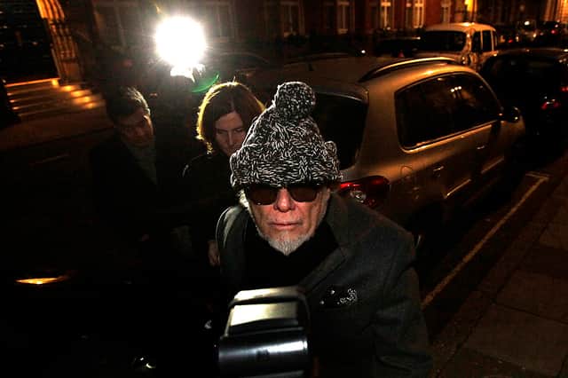 Paul Gadd, aka ‘Gary Glitter’ arriving back at his apartment after being arrested by London police for questioning in connection with the Jimmy Savile scandal on October 28, 2012 in London, England  (Photo by Warrick Page/Getty Images)