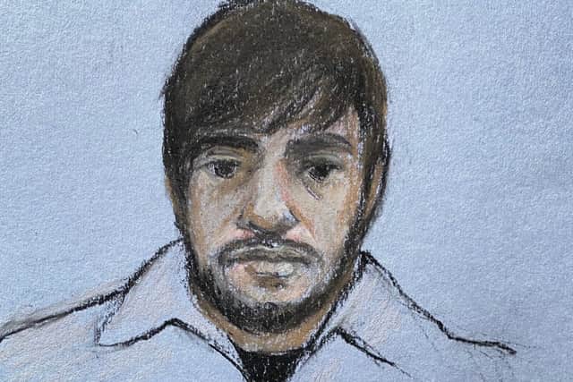 Court sketch of Jaswant Singh Chail, the first man in 42 years to be convicted of treason in the UK. (Credit: Getty Images)