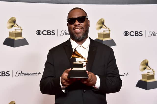 Robert Glasper poses with the Best Rap Album award for "Black Radio III" in the press room during the 65th GRAMMY Awards at Crypto.com Arena on February 05, 2023 in Los Angeles, California. (Photo by Alberto E. Rodriguez/Getty Images for The Recording Academy)