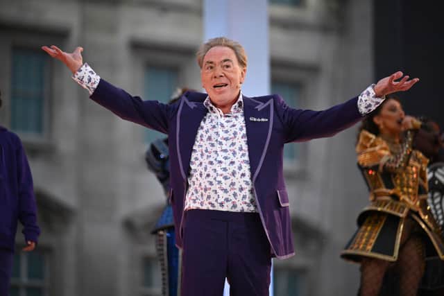 Andrew Lloyd Webber onstage during the Platinum Party at the Palace in front of Buckingham Palace on June 04, 2022 in London, England. (Photo by Jeff J Mitchell - WPA Pool/Getty Images)