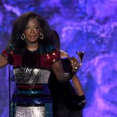 Viola Davis accepts the Audio Book, Narration and Storytelling Recording award for Finding Me during the 65th GRAMMY Awards Premiere Ceremony at Microsoft Theater on February 05, 2023 in Los Angeles, California. (Photo by Kevork Djansezian/Getty Images for The Recording Academy)