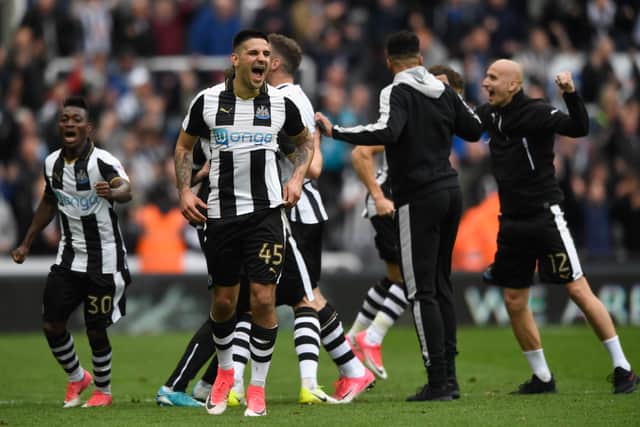 Christian Atsu was a member of the Newcastle team which won the Championship title in 2017. (Getty Images)