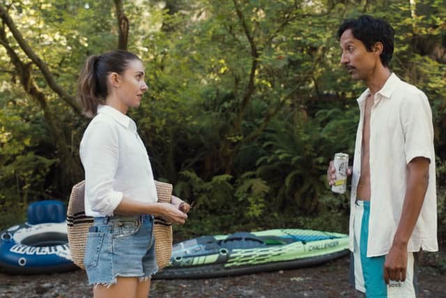 Alison Brie as Sam and Danny Pudi as Benny in Somebody I Used to Know (Credit: Amazon Prime Video)