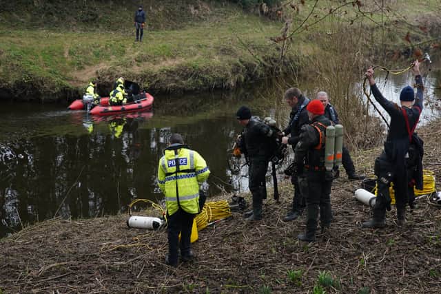 Police search teams at the River Wyre in St Michael’s on Wyre (Photo: PA)