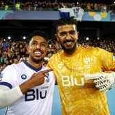 Salem Aldawsari and Abdullah Al-Mayouf celebrate reaching FIFA Club World Cup final