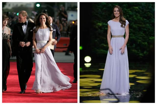 Kate Middleton first wore this Jenny Packham gown in 2011 and then again in 2021. Photos by Getty