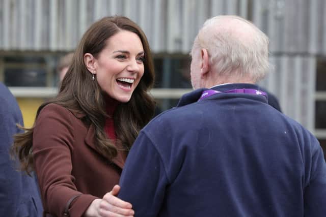 Kate was delighted to see her old teacher in Cornwall. (Photo by CHRIS JACKSON/POOL/AFP via Getty Images)