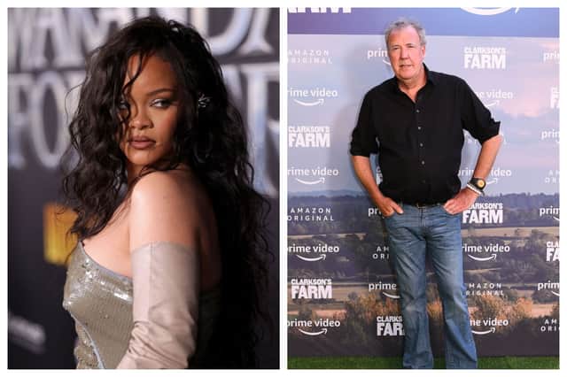 Rihanna and Jeremy Clarkson feature on PeopleWorld's hot and not list today. Photographs by Getty