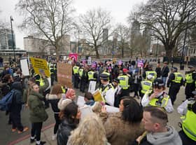 Protesters outside the Tate Britain, which is hosting ‘Drag Queen Story Hour UK’ with tales told by Aida H Dee. Picture: PA