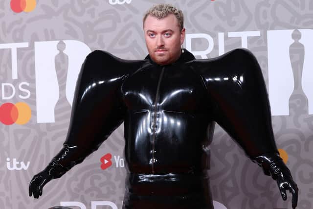 Sam Smith certainly turned heads in his outfit at The BRIT Awards 2023. Photo by ISABEL INFANTES/AFP via Getty Images)