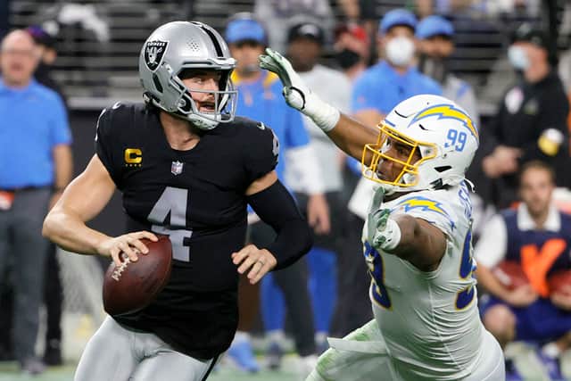 The Las Vegas Raiders taking on the Los Angeles Chargers at the Allegiant Stadium in January 2022 - but will either team make it to the Super Bowl held there? (Photo: Ethan Miller/Getty Images)