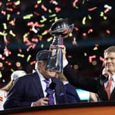 Kansas City Chiefs CEO Clark Hunt celebrates with the the Vince Lombardi Trophy. (Getty Images)