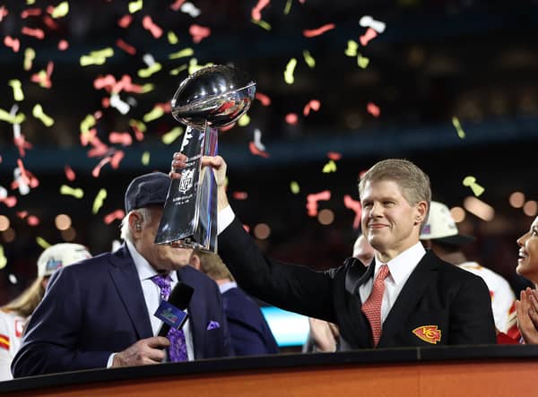 Kansas City Chiefs CEO Clark Hunt celebrates with the the Vince Lombardi Trophy. (Getty Images)