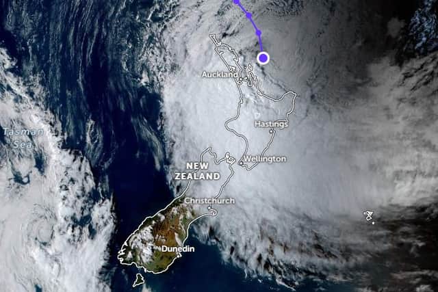 The cyclone moving towards New Zealand. Credit: Zoom Earth