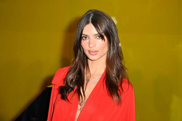 Emily Ratajkowski attends the Kerastase Pop Party hotocall at Centre Pompidou on October 20, 2022 in Paris, France. (Photo by Kristy Sparow/Getty Images)