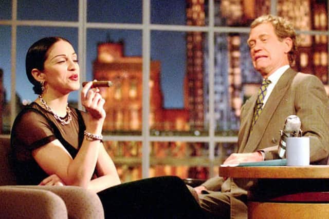 The now infamous interview between Madonna and David Letterman has become part of US television folklore (Credit: Worldwide Pants)