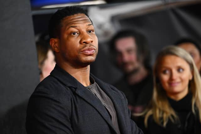 Jonathan Majors attends the "Creed III" European Premiere at Cineworld Leicester Square on February 15, 2023 in London, England. (Photo by Joe Maher/Getty Images)