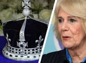 Queen consort Camilla is planning to wear a recycled crown for the upcoming coronation of King Charles III.(Graphic by Mark Hall)