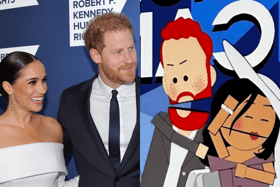 South Park’s recent episode, titled The Worldwide Privacy Tour, has taken aim at Harry and Meghan’s media tour and appearances on Oprah and Stephen Colbert (Credit: Getty, South Park Studio)