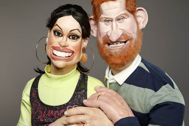 The less than flattering, even by Spitting Image standards, portrayals of Meghan and Harry (Credit: Avalon/ITV)