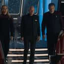Jeri Ryan as Seven of Nine, Patrick Stewart as Picard, and Jonathan Frakes as Riker in Star Trek: Picard (Credit: Nicole Wilder/Paramount+)