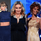 [L-R] SZA, Taylor Swift, Madonna and Whitney Houston have all set record for female musicians throughout the history of the Billboard album charts (Credit: Getty Images)